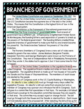 Branches of Government Color by Number, Reading Passage and Text Marking - Image 4