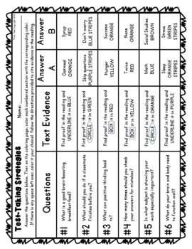 Test-Taking Strategies Color by Number, Reading Passage and Text Marking - Image 4