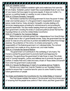 Preamble DIGITAL Reading Passage and Questions - Self Grading - US Constitution - Image 4
