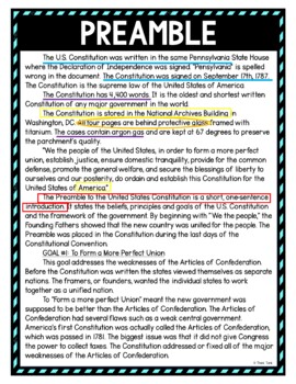 Preamble Color by Number, Reading Passage and Text Marking - Image 4