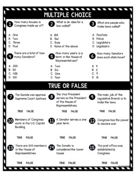 Legislative Branch DIGITAL Reading Passage and Questions - Self Grading - Image 3