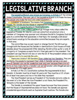 Legislative Branch Color by Number, Reading Passage and Text Marking - Image 4