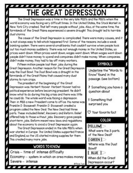 Great Depression Reading Passages, Questions and Text Marking Word Search - Image 2