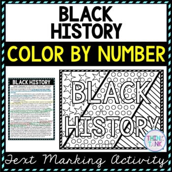 Black History Color by Number, Reading Passage and Text Marking