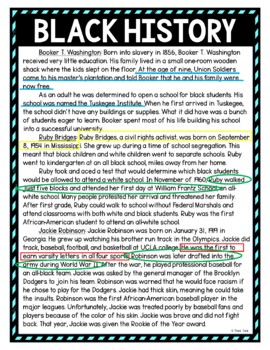 Black History Color by Number, Reading Passage and Text Marking - Image 4