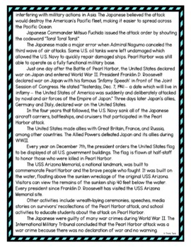 Pearl Harbor DIGITAL Reading Passage and Questions - Self Grading - Image 4