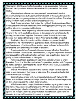 Civil War Reconstruction DIGITAL Reading Passage and Questions - Self Grading - Image 4