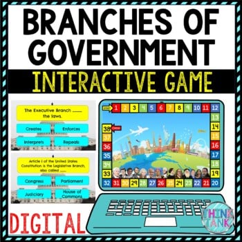 Branches of Government Review Game Board | Digital | Google Slides
