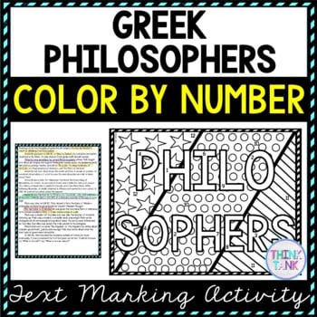 Greek Philosophers Color by Number, Reading Passage and Text Marking
