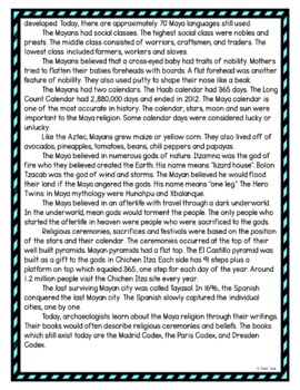 Maya Empire DIGITAL Reading Passage and Questions - Self Grading - Image 3