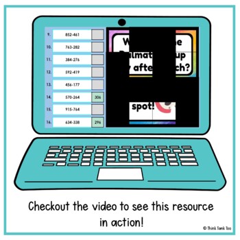 3 Digit Subtraction WITH Regrouping Math Mystery Picture Reveal | Vol 1 | Joke - Image 4