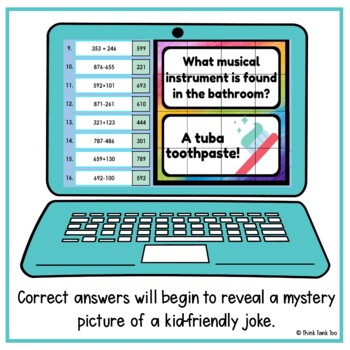 3 Digit Addition and Subtraction WITHOUT Regrouping | Math Mystery Picture 2 - Image 3