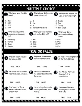 Benjamin Franklin DIGITAL Reading Passage and Questions - Self Grading - Image 3