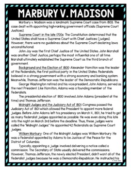Marbury V. Madison DIGITAL Reading Passage and Questions - Self Grading - Image 2