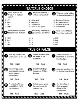 Marbury V. Madison DIGITAL Reading Passage and Questions - Self Grading - Image 4