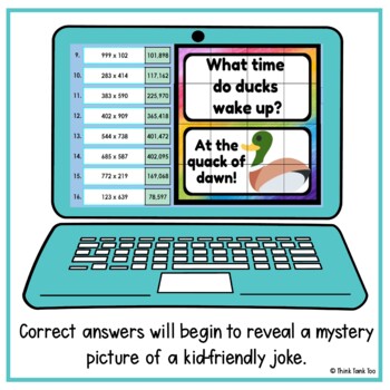 Multiplication - 3 digit x 3 digit - Math Mystery Picture Reveal - Joke - Set 2 - Image 3