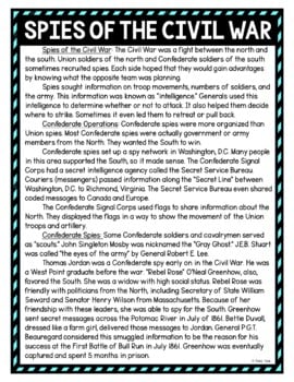 Spies of the Civil War DIGITAL Reading Passage and Questions - Self Grading - Image 2