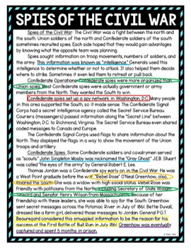 Spies of the Civil War Color by Number, Reading Passage and Text Marking - Image 4