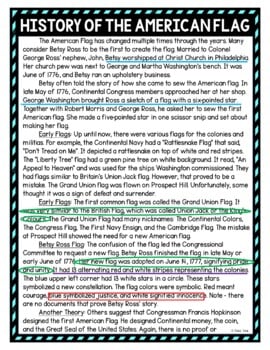 History of the American Flag Color by Number, Reading Passage and Text Marking - Image 4