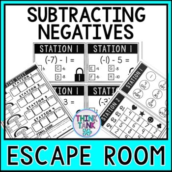 Subtracting Negative Numbers Escape Room | Subtraction with Negatives | Math