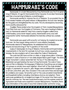 Hammurabi's Code DIGITAL Reading Passage and Questions - Self Grading - Image 2