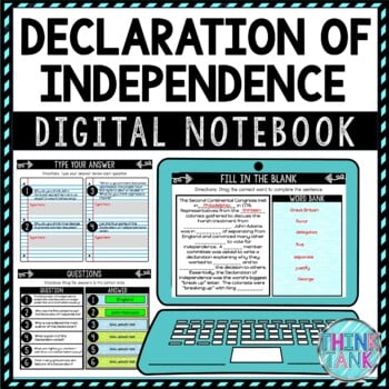 Declaration of Independence DIGITAL Interactive Notebook | Choice Board