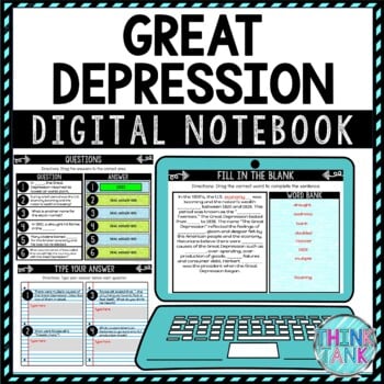 Great Depression DIGITAL Interactive Notebook | Choice Board | Dust Bowl