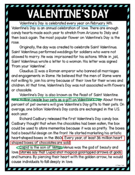 Valentine's Day Color by Number, Reading Passage and Text Marking - Image 4