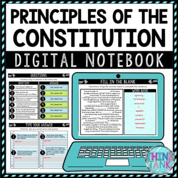 U.S. Constitution Principles DIGITAL Interactive Notebook | Choice Board