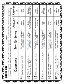 Earth Day Color by Number, Reading Passage and Text Marking - Image 3