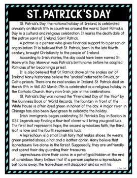 St. Patrick's Day DIGITAL Reading Passage & Questions - Self Grading - Image 2