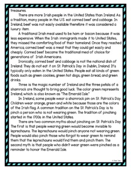St. Patrick's Day DIGITAL Reading Passage & Questions - Self Grading - Image 3