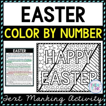 Easter Color by Number, Reading Passage and Text Marking
