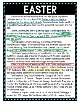 Easter Color by Number, Reading Passage and Text Marking - Image 4