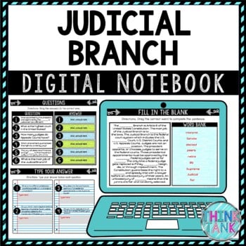 Judicial Branch DIGITAL Interactive Notebook | Choice Board | Government