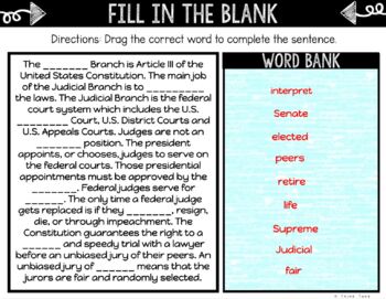 Judicial Branch DIGITAL Interactive Notebook | Choice Board | Government - Image 3