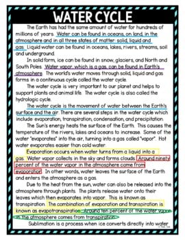 Water Cycle Color by Number, Reading Passage and Text Marking - Image 4