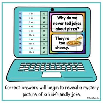 Multiplication Facts x 6 Math Mystery Picture Reveal | Joke | Multiply x 6 - Image 4