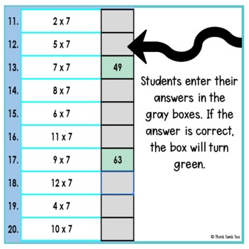Multiplication Facts x 7 Math Mystery Picture Reveal | Joke | Multiply x 7 - Image 3