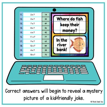 Multiplication Facts x 7 Math Mystery Picture Reveal | Joke | Multiply x 7 - Image 4