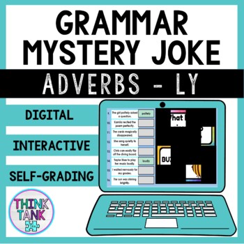 Adverbs Activity - Grammar Mystery Picture Reveal - Joke - Digital - LY ending