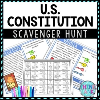 U.S. Constitution Activity - Scavenger Hunt Recipe Challenge - Gallery Walk