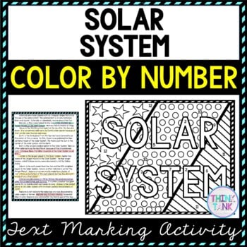 Solar System Color by Number, Reading Passage and Text Marking