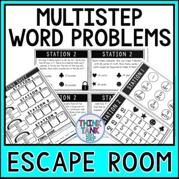 Multistep Word Problems MATH Escape Room - 4.OA.3 - Common Core - 4 Operations