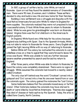 Lost Colony of Roanoke DIGITAL Reading Passage and Questions - Self Grading - Image 3