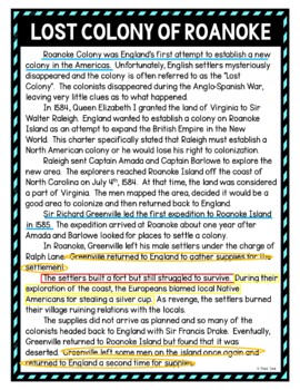 Lost Colony of Roanoke Color by Number, Reading Passage and Text Marking - Image 4