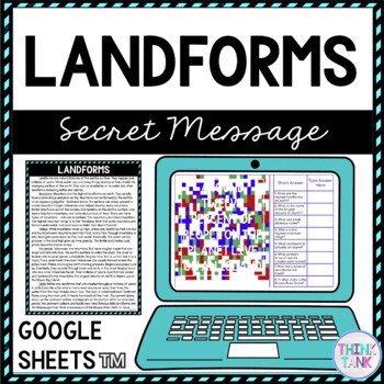 Landforms Secret Message Activity for Google Sheets™ | Distance Learning