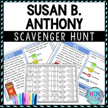 Susan B. Anthony Activity - Scavenger Hunt Challenge - Women's History Month