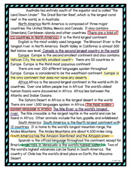 Continents Color by Number, Reading Passage and Text Marking - Image 4