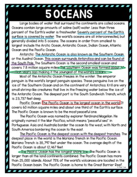 Oceans Color by Number, Reading Passage and Text Marking - Image 4